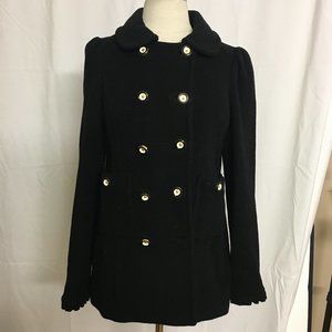 Juicy Couture Double Button Ruffle Wool Peacoat
